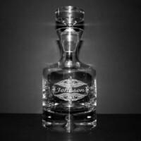 engraved taylor decanter with vintage frame design