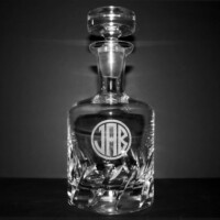 Engraved Beveled Blade Decanter with engraved groomsmen initials
