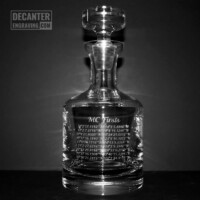engraved buckingham decanter with custom text and coordinates