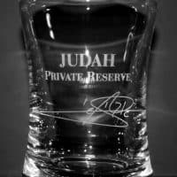 engraved waterford marquis hourglass decanter with private reserve personalized signature - closeup