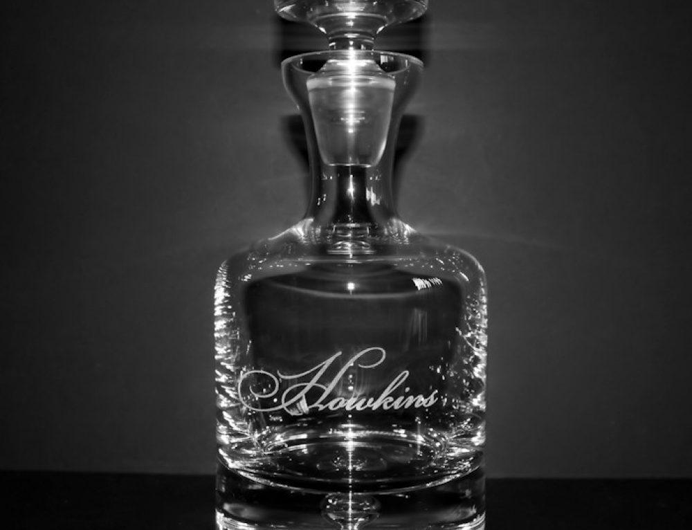 Engraved Taylor Whiskey Decanters with Groomsmen Initials & Quote