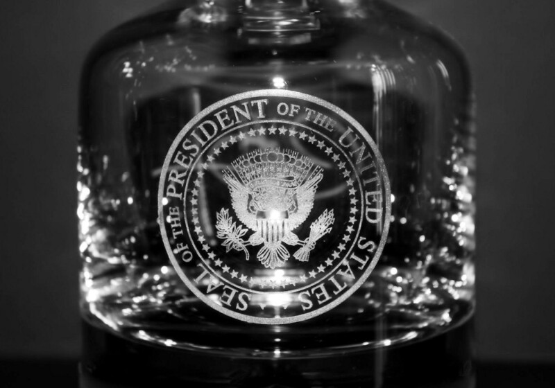 Engraved Whiskey Decanter w/ Seal of the President & Signature