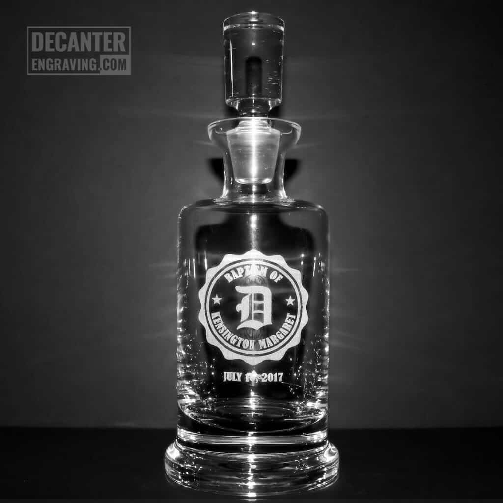 engraved whiskey decanter baptism gift