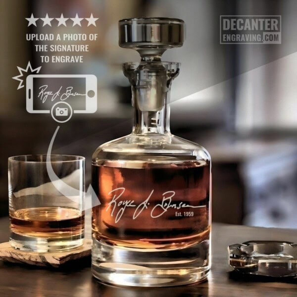 personalized whiskey decanter - custom signature engraving