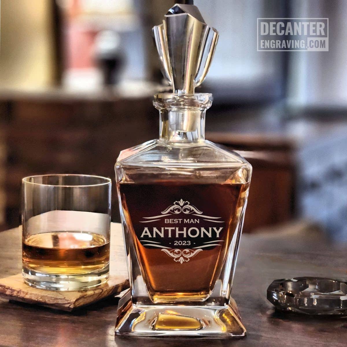 engraved whiskey decanter - bishop with personalized design #2