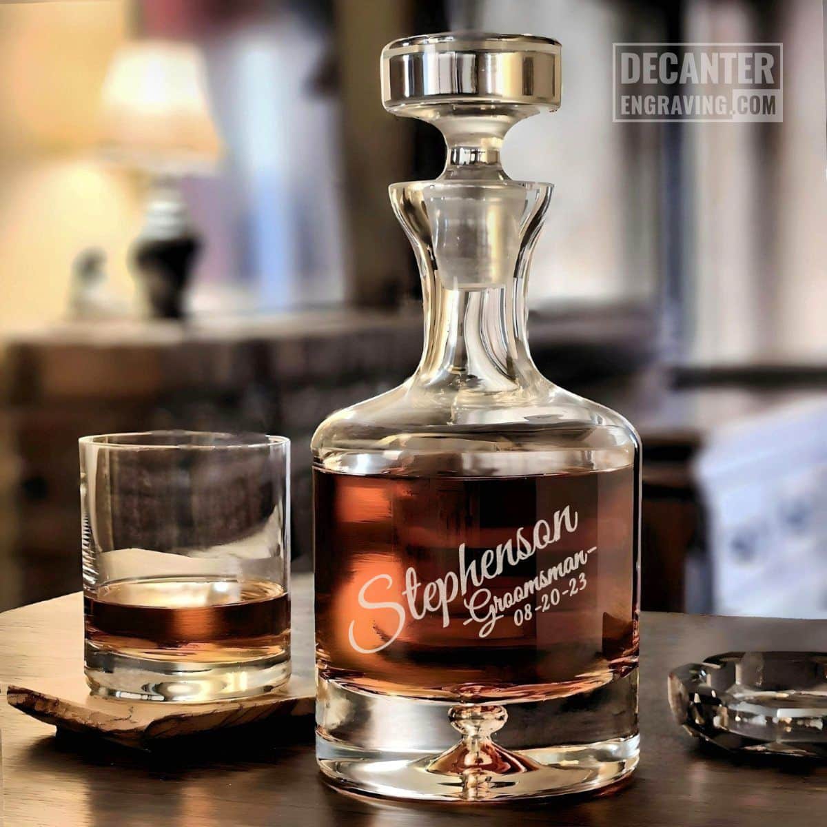 engraved whiskey decanter - taylor with personalized design #14