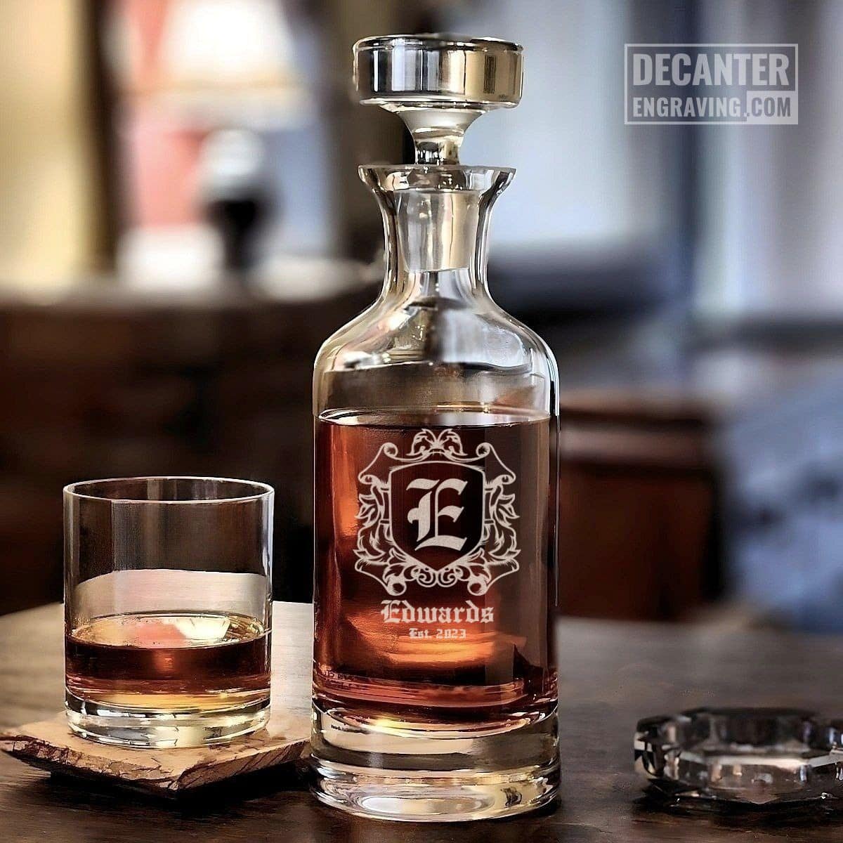 engraved whiskey decanter - wellington with personalized design #7