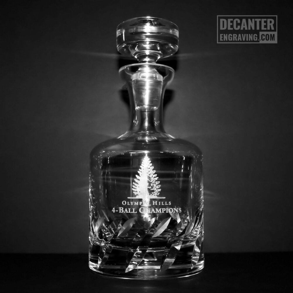 engraved beveled blade decanter - olympic hills golf club