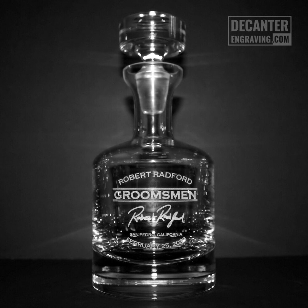 engraved whiskey decanter - buckingham with groomsman signature