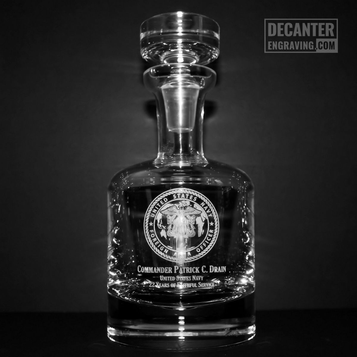 Coast Guard Engraved Decanter Set - Retired USCG Housewarming Decor - Coast Guard Logo hot Decanter - Promotion or Retirement Gift