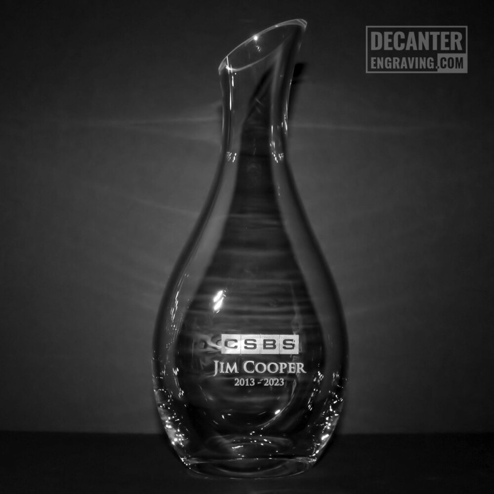 personalized cristoff wine decanter with engraved csbs logo